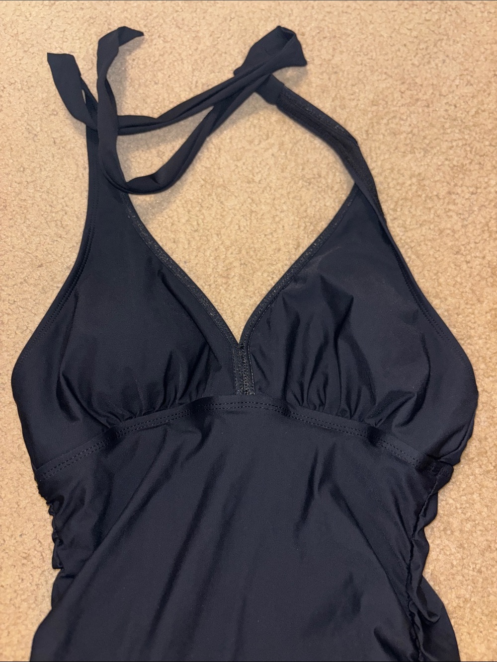ASSETS by Sara Blakely Black Halter Ruffle Swim Dress M